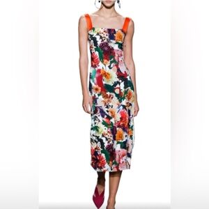 Cushnie Et Ochs Floral Ribbon-Strap Rosalinda Midi Length Dress Womens Sz 0